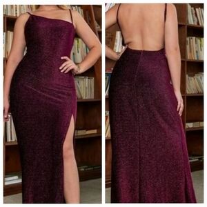 MAROON SEXY METALLIC SPECIAL EVENT DRESS